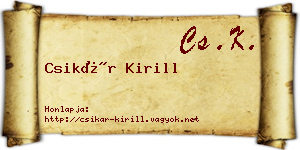 Csikár Kirill névjegykártya